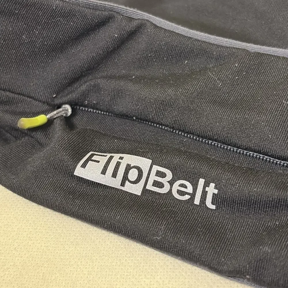 FlipBelt Adult Large Black Stretch Running Waist Belt With Pockets Zipper